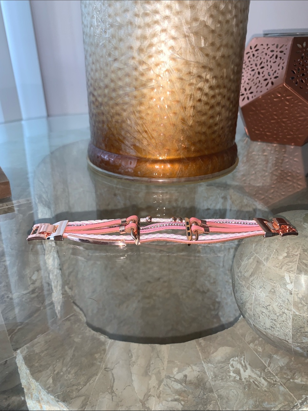 Pink multi-layer wrap boho leather bracelet strap for Apple Watch